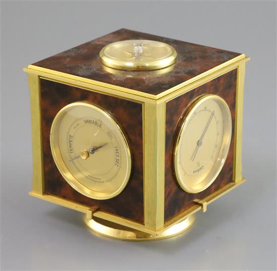 Hermes of Paris. A faux tortoiseshell and gilt metal desk companion, height 4.25in., with original box